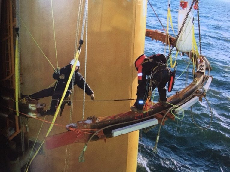 Installing the external “robe” on a C–Power foundations (Source: Giants on the Thornton Bank, Jan Strubbe)