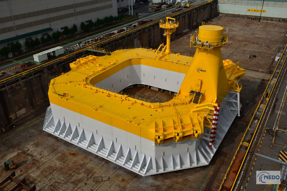BW Ideol’s Hibiki prototype of 3 MW (also known as Kitakyushu demo) commissioned in 2018. The foundation is predominately made of steel and was fabricated in a dry-dock by assembling blocks made of steel plates that have been cut and welded together. The floater was released by flooding the dry-dock.