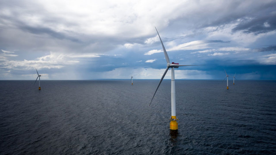 Hywind Scotland in operation, using steel foundations.